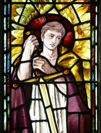 Mortehoe，St Mary，Heaton Butler＆Bayne，Selwyn Image，Archangel St Michael detail，c.1890 作者 塞尔温图像塞尔温图像
