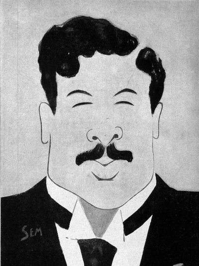 戏剧作家莫里斯·唐奈 (1859 - 1945) 的漫画，由 Sem (1863 - 1934) 创作。 作者 塞姆