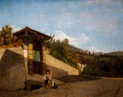 托斯卡纳别墅的门廊，约1861年（布面油画 作者 Serafino de Tivoli