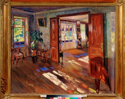 Dans une maison（《在一所房子里》）--谢尔盖-阿尔谢尼耶维奇-维诺格拉多夫（1869-1938 年）的画作，布面油画 作者 谢尔盖·阿塞涅维奇·维诺格拉多夫