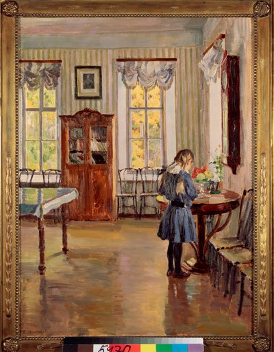 Dans une maison（《在一所房子里》）--谢尔盖-阿尔谢尼耶维奇-维诺格拉多夫（1869-1938 年）的画作，布面油画 作者 谢尔盖·阿塞涅维奇·维诺格拉多夫