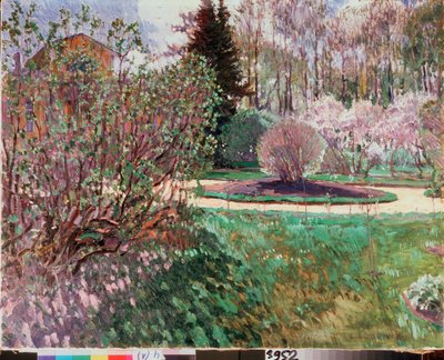Un jardin, printemps（花园，春天）--谢尔盖-阿尔谢尼耶维奇-维诺格拉多夫（1869-1938 年）的油画，纸上水彩 作者 谢尔盖·阿塞涅维奇·维诺格拉多夫