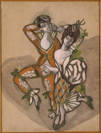 P. de Beaumarchais的戏剧《费加罗的婚礼》的服装设计，1915年。 作者 谢尔盖·尤里耶维奇·苏代金