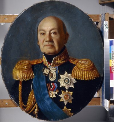 阿尔谢尼-安德烈耶维奇-扎克列夫斯基（Arseni Andreyevich Zakrevsky）伯爵肖像（1783-1865 年）。Sergey (Sergei, Serguei) Konstantinovich Zaryanko (Zarianko) (1818-1870)的绘画，纸上水彩，1848 年前。俄罗斯十九世纪艺术，古典主义。国家 V. 苏里科 作者 谢尔盖·康斯坦丁诺维奇（Sergey Konstantinovich Zaryanko）