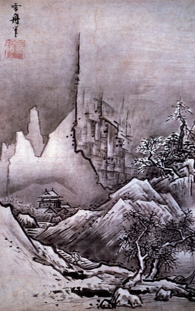 冬天的风景（纸上水墨和彩色） 作者 SesshûTôyô