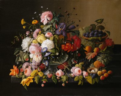 静物：鲜花和水果 作者 Severin Roesen
