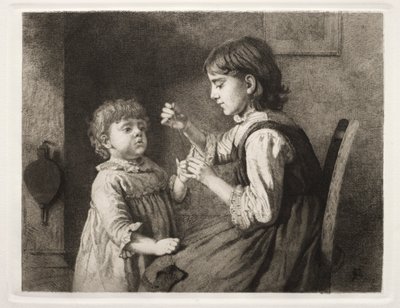 第一次针线活，1884年。 作者 西摩·约瑟夫·盖
