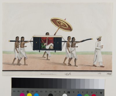 Thomas Holroyd reads in his palanquin, c.1835 (opaque watercolor on paper) 作者 Karraya的Shaik Muhammad Amir