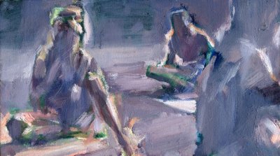 公园里的女孩，2024 年（木板油画） 作者 肖恩·凯里