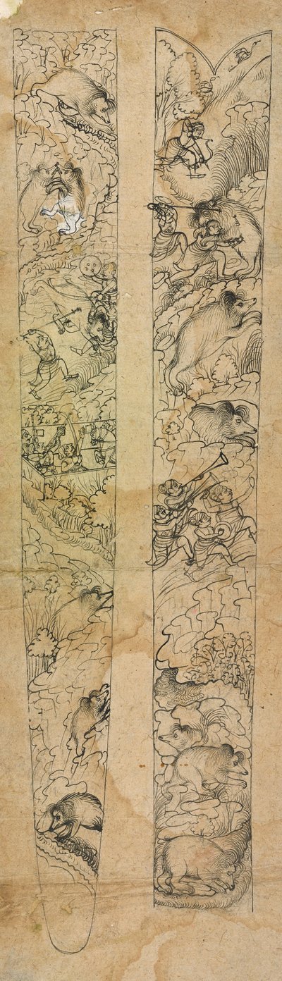 狩猎野猪的拉贾，刀鞘设计 作者 谢夫达尔·甘格亚吉