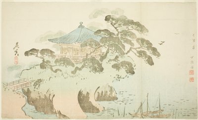 寺庙大殿 作者 Shibata Zeshin