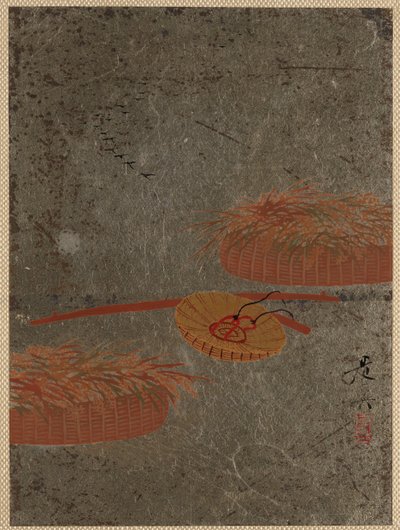 花篮和农夫帽，ca。 1880年代。 作者 Shibata Zeshin