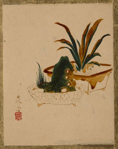 鲜花在Jardinieres中。 作者 Shibata Zeshin