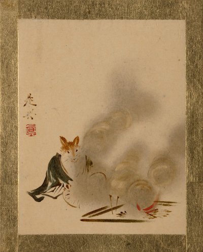 狐狸的神秘之火。 作者 Shibata Zeshin