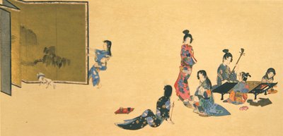 休闲时的妇女群体，来自《Kokka》杂志的插图 作者 Shibata Zeshin