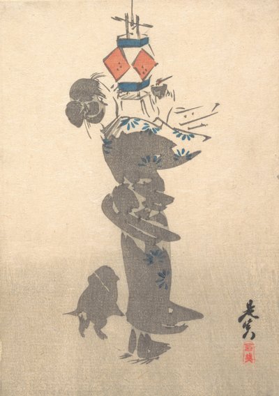 1860年，为大盆节点燃悬挂的灯笼，1860年。 作者 Shibata Zeshin