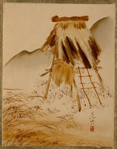 水稻烘干架。 作者 Shibata Zeshin