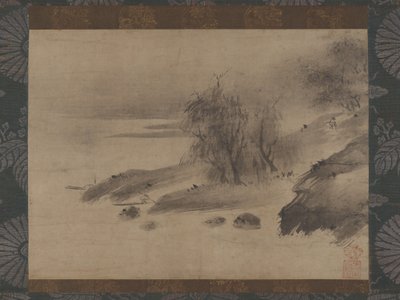 水墨山水画《水北三水图》，15-16世纪初。 作者 神宗宗见