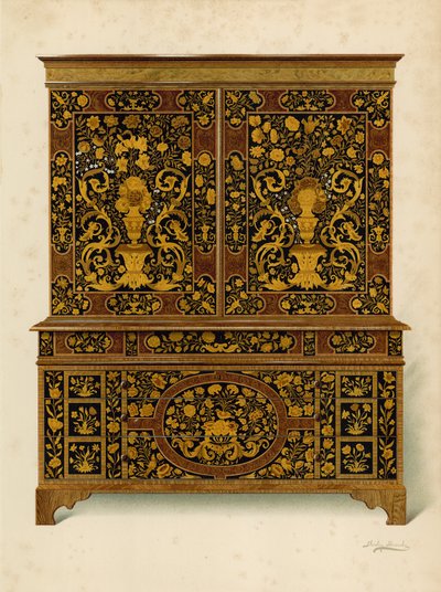 内阁新闻与Marqueterie一起镶嵌，是埃克塞特侯爵（chromolitho）的财产 作者 雪莉·查尔斯·莱韦林·斯洛科姆