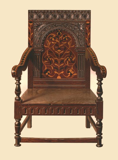 橡木镶嵌椅子，1904年 作者 雪莉·查尔斯·莱韦林·斯洛科姆