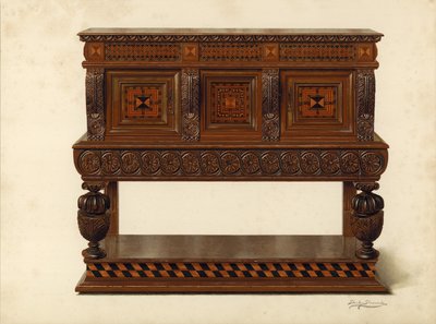 核桃和橡木自助餐，Percy Macquoid（chromolitho）的财产 作者 雪莉·查尔斯·莱韦林·斯洛科姆