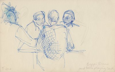 Beppi, Bruno and Fabio playing cards", c1950.   作者 雪莉·马卡姆