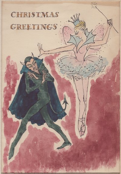 恶魔和仙女，圣诞卡，1952年。 作者 雪莉·马卡姆