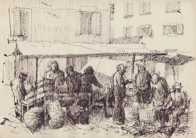 市场场景，意大利，约1950年。 作者 雪莉·马卡姆