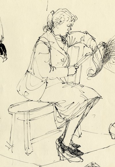 坐着的女人在阅读，1953年。 作者 雪莉·马卡姆