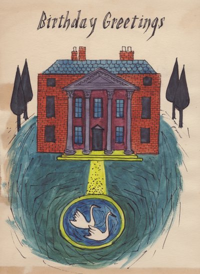 Stately home, birthday card, 1952. 作者 雪莉·马卡姆