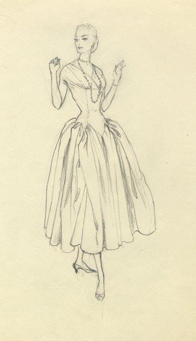穿窄腰裙的女人，约1952年。 作者 雪莉·马卡姆