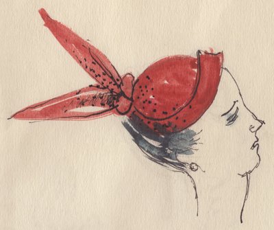 戴红帽子的女人，约1950年。 作者 雪莉·马卡姆