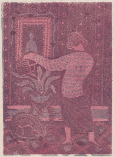 浇灌植物的妇女，约1951年。 作者 雪莉·马卡姆