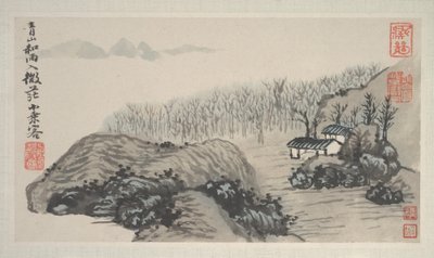 四季风景》（八叶画册；纸本水墨和彩色） 作者 石涛道记