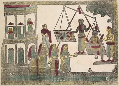 克里希纳（Krishna）对贵重物品的加权，1800年代。 作者 什里·戈宾达·钱德拉·罗伊