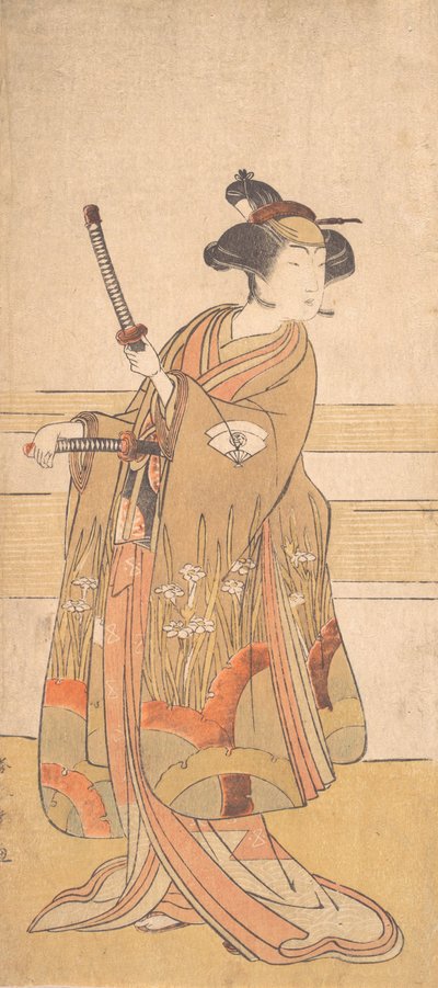 小野妹子扮演的武士女，约1775或1776年。 作者 春庄