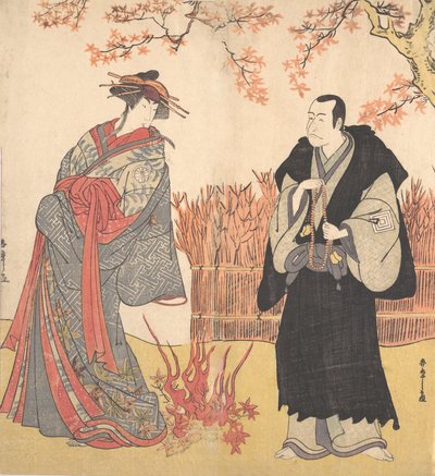 第二幅濑川富三郎扮演站在房间里的高个子宫女，约1785年。 作者 春庄