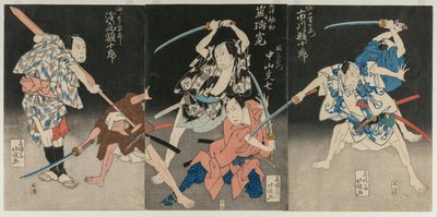 浅尾高十郎饰演Boatman Sanjurol，中山文七饰饰演Hayashi Sanzemo ...，1829年。 作者 春正斋北町