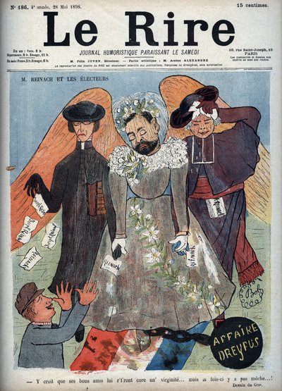 德雷福斯案--莱纳赫先生和选举人--代表约瑟夫-莱纳赫（1856-1921）的讽刺杂志《Lire》的封面，他在德雷福斯事件中为阿尔弗雷德-德雷福斯（1859-1935）辩护的法国作家和政治家--吉普（Sibyl）的漫画插图 作者 Sibylle Gabrielle de Riqueti de Mirabeau