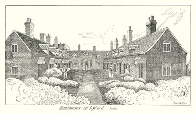 Almshouses at Lyford, Berks (engraving) 作者 悉尼希斯