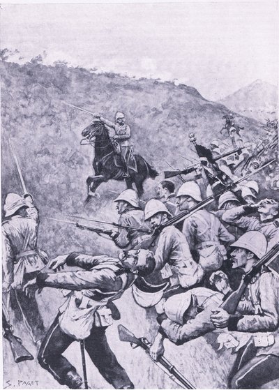 Langs Nek，1881年1月28日（第一次布尔战争），1915年英国陆地和海上战役的插图 作者 悉尼佩吉特