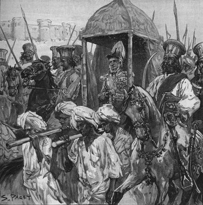 纳皮尔（Napier）身着制服，在壮丽的轿里出生于海得拉巴，1902年 作者 Sidney Paget