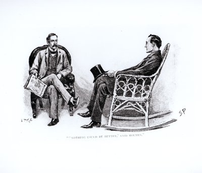 “没有什么比这更好了，福尔摩斯说，”亚瑟柯南道尔（1859-1930）的“The Stockbroker&39;s Clerk”插图，1863年3月出版于&39;斯特兰德杂志&39; 作者 悉尼佩吉特
