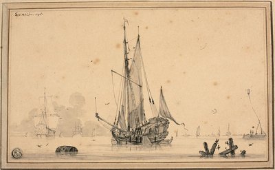 船只停靠和打桩的港口场景 作者 Sieuwert van der Meulen