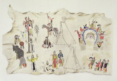 肖肖尼太阳舞和仙人崇拜（鹿皮上的色素） 作者 银角