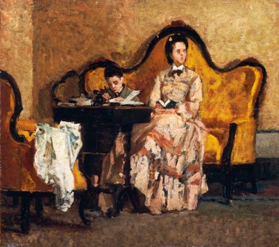 西尔维斯特罗-莱加（1826-1895）的《家庭作业》。 作者 Silvestro Lega