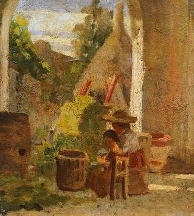 乡村木屋，乡村研究三联画 作者 西尔维斯特雷·莱加