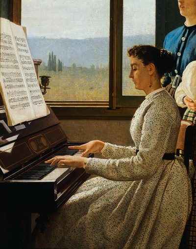 西尔维斯特-莱加（1826-1895）的《椋鸟之歌》，布面油画，详图 作者 西尔维斯特雷·莱加
