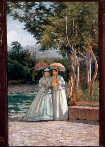 The walk in the garden - oil on canvas 作者 西尔维斯特雷·莱加
