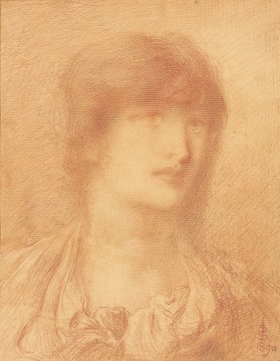 一位年轻女子的头，1890年 作者 西蒙·所罗门